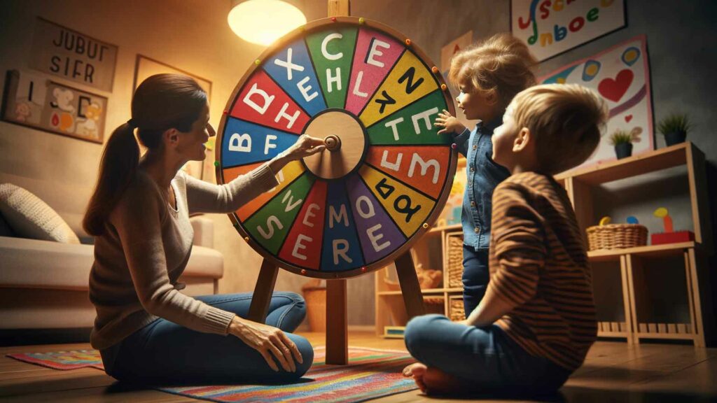 Tirage d'une lettre de  l'alphabet avec une roue